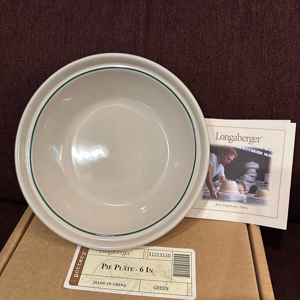 Longaberger Pie Plate 6 Inch Green